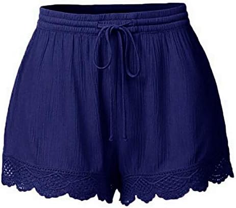 Ниди летни шорцеви за жени обични, постелнина памук кошарка шорцеви еластични шорцеви џебови обични јога панталони