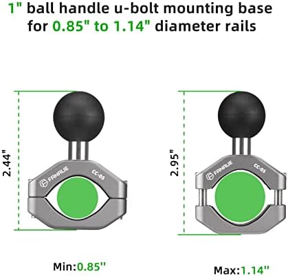 Затегната за прицврстувач на рачката на алуминиумската алуминиумска алуминиумска база со 1 '' топка за шини 0,85 до 1,14 во дијаметар,