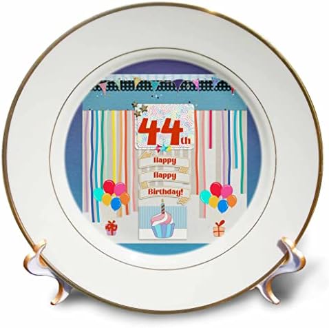 3drose Слика на 44 -та роденденска ознака, кекс, свеќа, балони, подарок, стрими - плочи