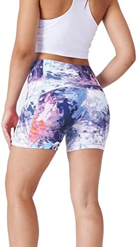Тежок режим Womenените со висок пораст 5 Супер меки атлетски шорцеви џебови велосипеди велосипедски велосипедски тренингот што работи за контрола на стомакот на јог?