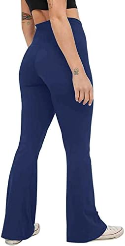 Јога панталони за жени со високи половини против кросовер бутлег од пламен хеланки обичен тренинг атлетски панталони bellвоно дно на фитнесот