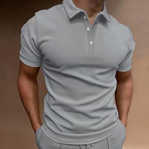 Машка маица мажја летна летна лента со маица со маица со маица, спуштете го јаката краток ракав со врвот на бојата на врвот на бојата