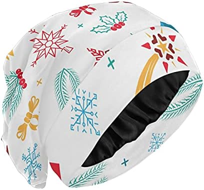 Череп капа за спиење Работа капа за капачиња за жени за жени цветни снегулки црвена зелена Божиќна новогодишна зимска капа за