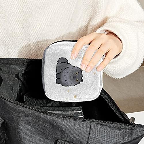 Оријукан санитарна торба за складирање на салфетки, торба за преносен период за жени девојки менструална чаша торбичка, цртан филм прекрасна животинска мачка план