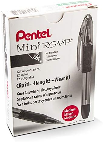 Пентел RSVP мини пенкало, средна линија, зелено мастило, 12 пакувања