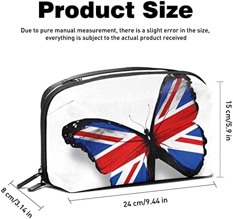 Британско Знаме Пеперутка Дизајн Тоалет Торба За Жени, Водоотпорен Кожен Тоалет Организатор, Патување Козметички Торба Шминка Торба