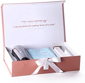 Чупах кршеше стакло Мезуза-комплет-еврејски ангажман за свадби за свадби со цемент Мезуза, кутија во боја, торбичка од Проект Лев