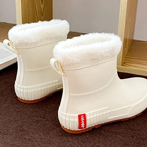 WASHERCE женски чизми за фустани средно барел чизми за дожд Студент топло водоотпорно носење без лизгање плус кадифени чевли за вода гумени