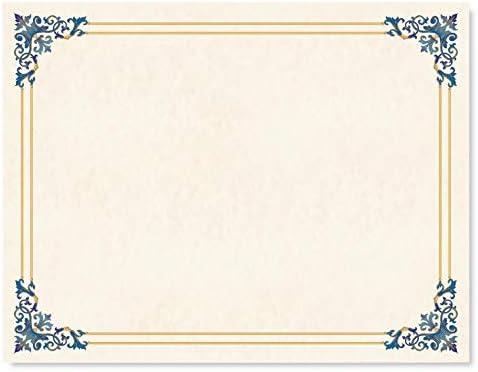 Хартија Директна Ренесансата Сертификат Хартија, Сина &засилувач; Злато Граница, 8.5 х 11, 100 Брои