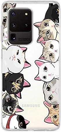 Samsung Galaxy S20 Ultra Case Samsung S20, жени девојки симпатична мачка шема забавен цртан филм животински стил транспарентен мек