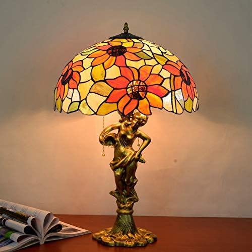 ZSBLXHHJD TIFFANY TABLE LAMP Американска градина Сонцето Сонцето Креативно уметност ВИДИНА МАБЕЛНА ЛИЦА ЗА ДОБИВНА