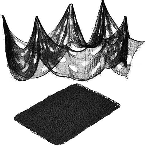 Ноќта на вештерките црна гаден крпа 315 × 79 инчи -скратена газа крпа плашлива крпа за гаден плашлив украс за Ноќта на вештерките на отворено затворен затворен просто?