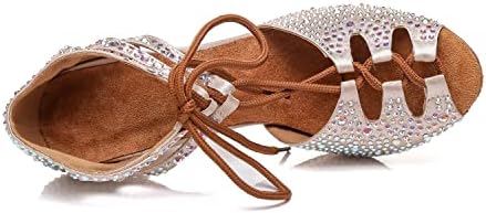 Litnermiaенска женска чипка разгорена потпетица Rhinestones Танго модерни латински танцувачки чевли свадбени сандали
