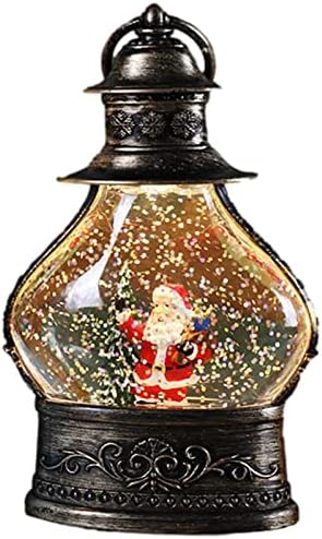 Божиќни снежни глобуси со светла - блескав снежен глобус фенер - Снежен глобус осветлени ретро стил Божиќни фенери за декор за домови,