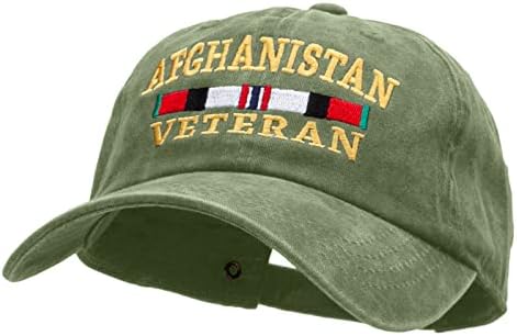E4HATS.com Авганистан ветеран панделка извезена измиена капа за памук месинг капа