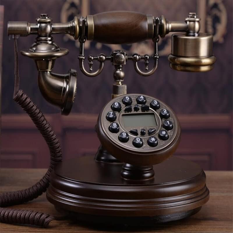 Gayouny цврсто дрво дигитални телефонски фиксни класични телефонски модни копче бирање домашен телефон за декорација