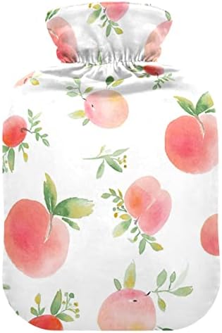 Oarencol праска од шише со топла вода со акварел овошје остава розова торба со топла вода со покривка за топла и ладна компресија