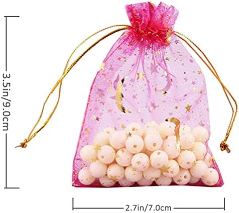 Вемун 50 парчиња Месечини Ѕвезди Органза Подароци Торби Накит Проѕирна Органза Торбички За Бонбони За Ноќта На Вештерките Божиќна Свадбена