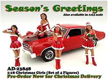 Божиќни девојки 4 парчиња фигура поставена за 1:18 скала диекаст модели автомобили од американска диорама 23848