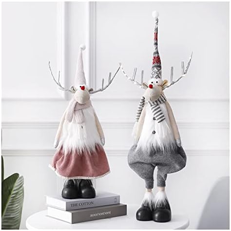 ПИФУДЕ Божиќни Украси Божиќен Елен Украс Рачно Изработена Кадифена Кукла Со Извлекувачки Пролетни Нозе Украс За Новогодишна Елка
