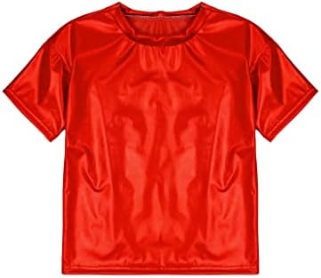 LOODGAO KIDS BOYS DIVES SHIGHTY Сјајна метална маица со кратки ракави за танцување врвови на Ноќта на вештерките