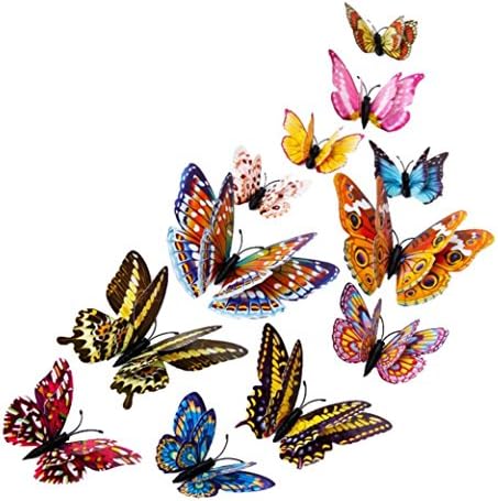 Baishitop 3D флуоресцентни магнетна пеперутка дизајн wallидови налепници Декл уметност соба дома декор 12 парчиња