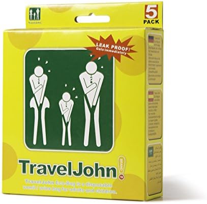 TravelJohn за еднократна употреба/торба за урина за деца и возрасни 5 пакувања