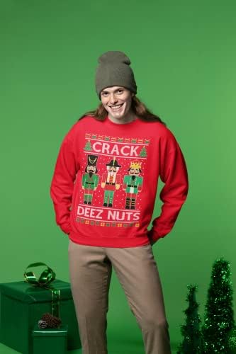 Диви боби пукнатини од ореви од мем мем грда Божиќен џемпер унисекс екипаж графички џемпер