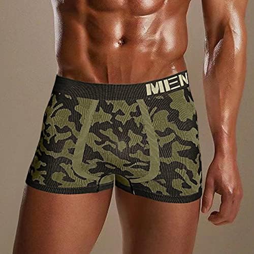 Bmisegm Mens Boxer Shorts Мажи маскирна печатена печатена здив со средна половината секси боксери долна облека за мажи
