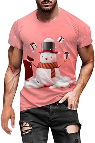 XXBR машки маици Божиќ Дедо Мраз за печатење на кратки ракави на кратки ракави на кратки ракави смешни Божиќни графички партии тенок вклопуваат