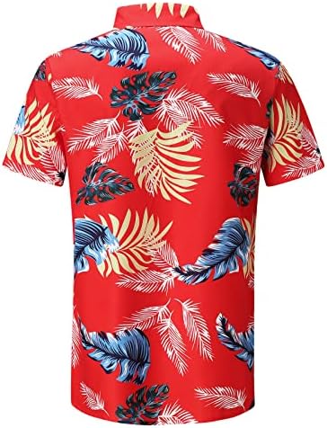 Врвна пролетна блуза Обични кошули летни ракави печатени кратки плажа машки модни мажи кошули со кратки ракави лажички вратот од вратот