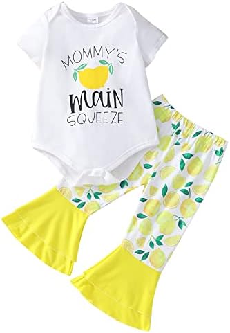 Haokaini новороденче новороденче девојчиња летни облеки со кратки ракави овошје ромпер долго разгорени панталони лубеница од