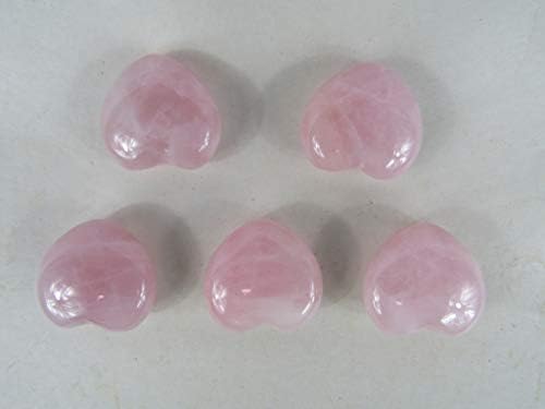 Circuitoffice 5 парче роза кварц подуени срца, 1,2 големина, загрижени заздравувачки камен, срцев чакра и кристално лекување камен, за Вика,