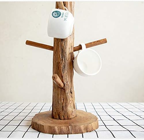 Скулптирана штанд со кригла, држач за приказ на countertop со 6 куки прикажува чаши чаши за кафе за складирање на кујна чаша-8x42cm