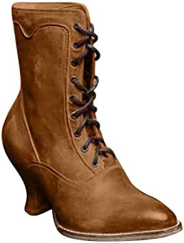 Зимски зимски чизми долги чипка на кожа патент со високи потпетици чевли удобни зимски чевли за жени чизми за глуждот