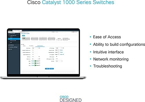 CISO Catalyst 1000-48P-4X-L мрежен прекинувач, 48 Gigabit Ethernet POE+ пристаништа, буџет од 370W POE
