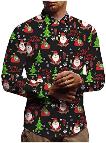 Менска Божиќна кошула со долги ракави врвни санта атлетски вклопуваат маици графички маички 2021 мажи кошула меки џемпери