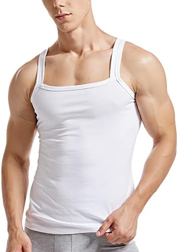 Машки летен моден резервоар врвови на врвот на кошулата без ракави, квадратни исечени мускули а-кошули
