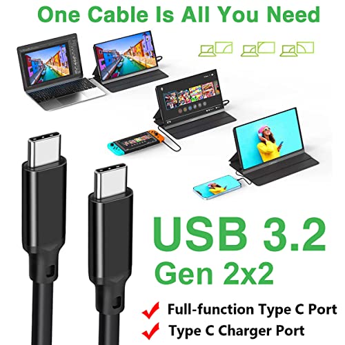 6.6 СТАПКИ USB-C 3.2 Gen 2€2 Монитор За Прикажување Видео Врска Кабел За Пренос На Податоци За Lepow Z1 15.6 In, InnoView, ASUS ZenScreen,