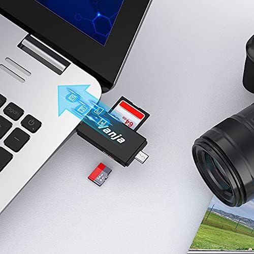 Читател на микро SD картички, Vanja 2 во 1 USB C Camera Memory Cards Reader Cards USB 3.0, SD картичка Trail Camera To USB адаптер за компјутер/лаптоп/паметен телефон/таблет, за SD/Micro SD/SDXC/SDHC/MMC/RS-MMC /Uhs-i ка
