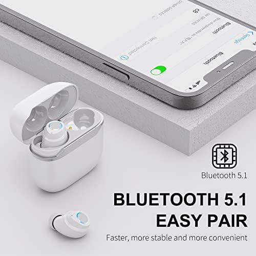 Безжичен ушен уш, Bluetooth 5.1 Слушалки Спорт Bluetooth Earbud со длабок бас, безжични слушалки во уво со микрофон USB-C полнење, IPX7