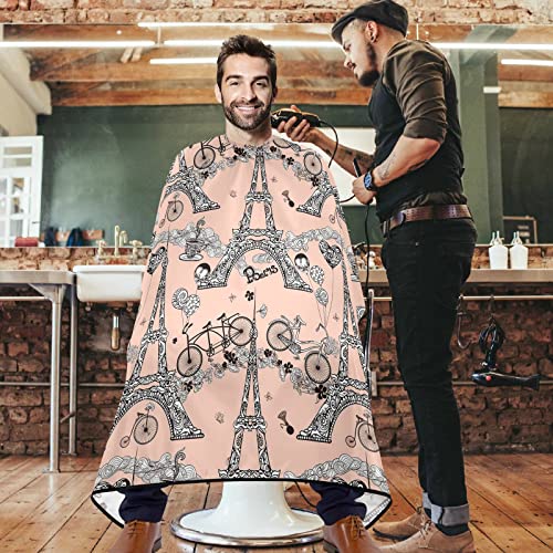 visesunny Barber Cape The Bicycle And Eiffel Tower Polyester Hair Cutting Salon Cape Apron Anti-Static Haircut Water-Resistant Shaving Cloth Beard Shaving Bib Hairdressing Cape