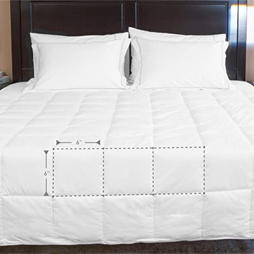 Duvet Insert Queen Size- Cotton Comforter надолу алтернативно бело-витана лесна дувет Вметнете тенка мека дише со сребрена трим и 8 јазичиња
