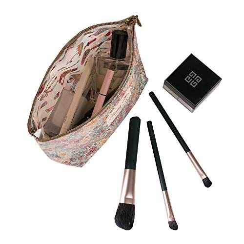 Хојофо Козметички Кеси Пакет од 3 Торба За Шминка За Торбичка За Патување Со Патент За Чанта За Жени Торба За Цветни Организатори, Беж Цвет
