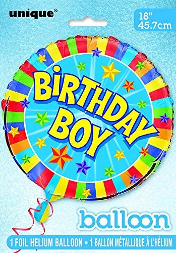 Уникатен индустриски роденденско момче, балон со фолија, 18 “, повеќебојни