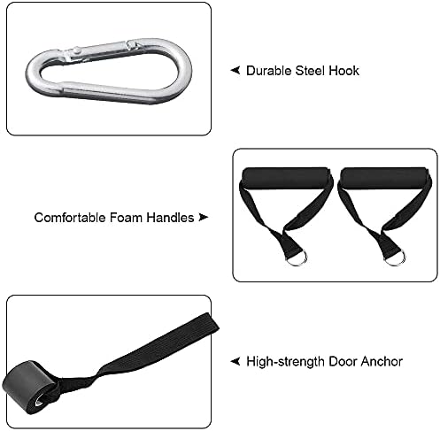 Ycfbh 5 парчиња вежбање поставени тренинзи рачки на вратата за прицврстувачи на врата карабинер куки дома вежбање отпорност ленти за кабелски