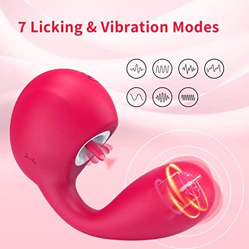 G-spot vibrator, 2 во 1 лижење вибратор со 7 лижеви јазици и 7 режими на вибрирачки, испорачајте стимулација на клиторикал G, погодна за жени