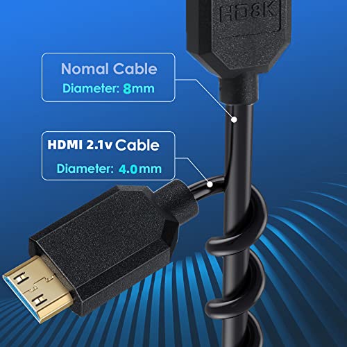 Кабел Halokny Mini HDMI, 1ft со голема брзина 8K мини HDMI машки до HDMI мини маж -конектор за конектор - црна) - црна)