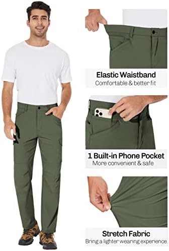 Пули машка панталони за пешачење за пешачење водоотпорни панталони за работа на отворено 7 џебови лесни брзо суво за риболов за голф
