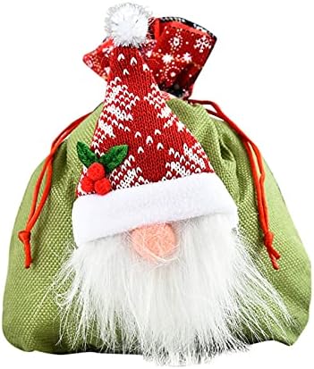 Ксиос Божиќна Декорација Зимски Празници Торби За Кукли Торба За Бонбони Со Три Кукли Антички Градинарски Гном